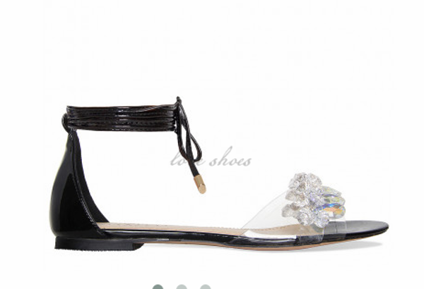 

latest ladies sandals designs black lace up gem clear sandals