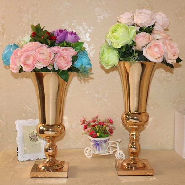 Beautiful Gold Flower Urn Iron Flower Vase Metal Table Centerpiece