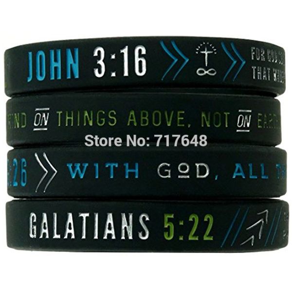 

300pcs christian with scriptures bible verse wristband silicone bracelets by fedex, White