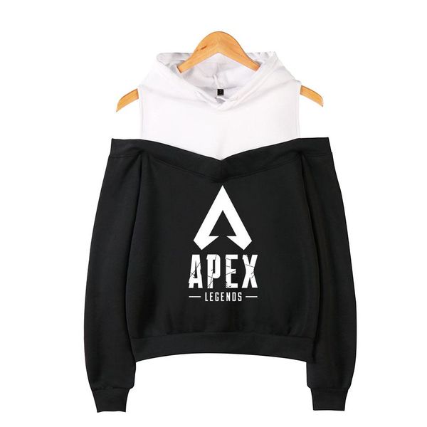 

wejnxin wraith apex legends hoodies women funny apex legends fake two pieces sweatshirt off-shoulder women's 2019, Black