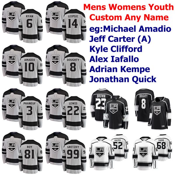 

los angeles kings jerseys jeff carter jersey michael amadio kyle clifford alex iafallo adrian kempe gray ice hockey jerseys custom stitched, Black;red