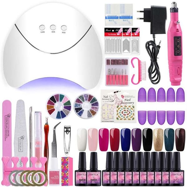 

nail art kits coscelia 36w lamp sets for manicure 10pcs gel polish set kit varnish tools