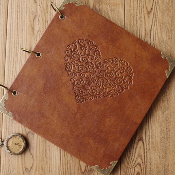 

personalized vintage p leather baby wedding guestbook alternative /scrapbook