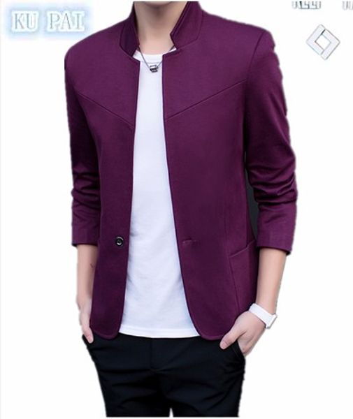 

2017 new spring pure color korean fashion collar collar men's self-cultivation suit dress jacket wine red gentleman male suit, White;black