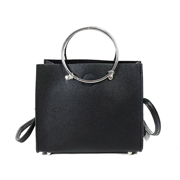 

fashion women message bags with small purse metal ring handle leather handbag ladies girls trendy casual shoulder bag -b5