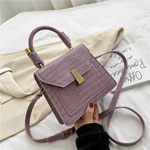 

burminsa crocodile pattern small women handbags lock design flap ladies crossbody bags pu leather shoulder bags summer 2020