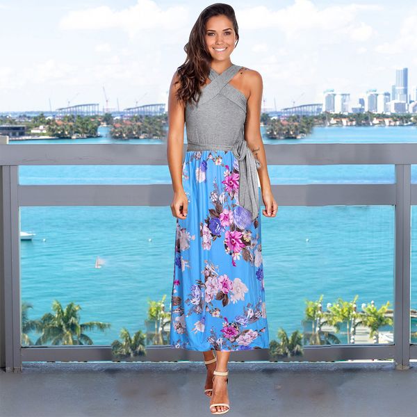 

женское дизайнерское платье летняя юбка с принтом ремень женское длинное платье, Black;gray