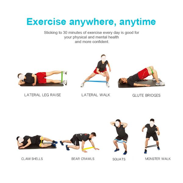 

1 set fitness resistance bands latex 5pcs loop set for exercise sports fitness lt88