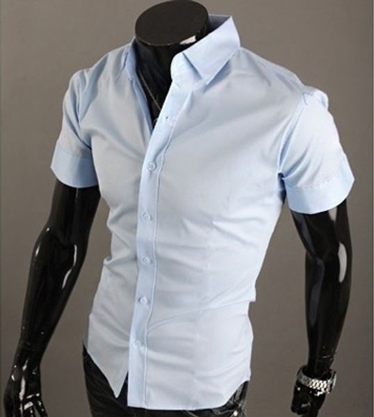 

the new 2019 summer fashion boutique man short sleeve shirt / men's dress leisure pure color lapel shirt /casual men shirts, White;black