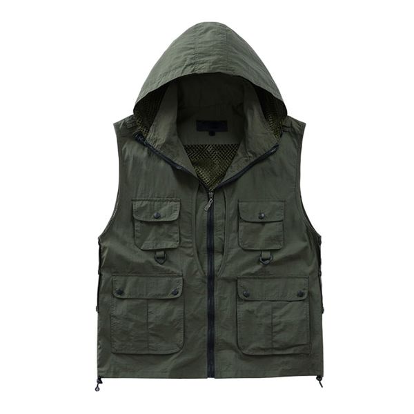 

outdoor casual quick-drying vest men women multi-pocket breathable mesh fishing pgraphy vest -mx8, Black;white