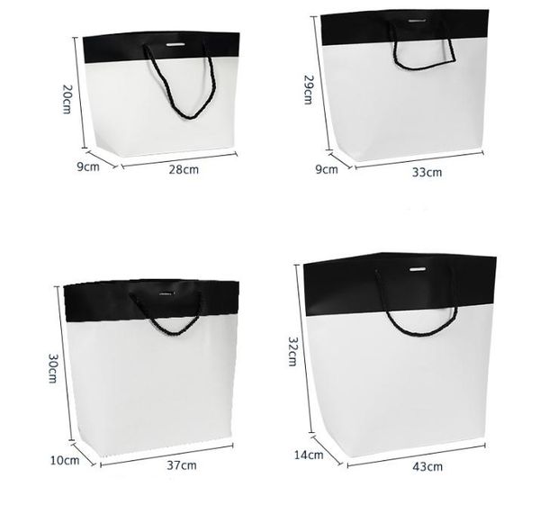 

custom logo paper gift bags with handles 100pcs for retail garment present shoes diy white paperboard bag sn2968