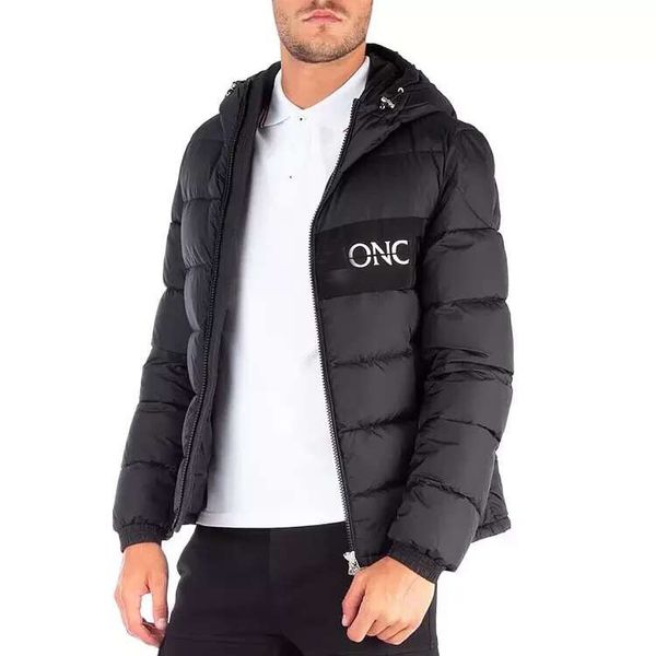 

Men fa hion winter down jacket men hort thicken luxury and eye catching logo down coat imple de ign olid jacket ca ual, Black