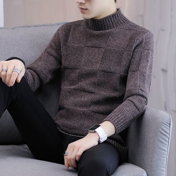 

left rom cashmere sweater men brand clothing men sweaters pure color casual knit shirt autumn wool pullover man high collar xxxl, White;black