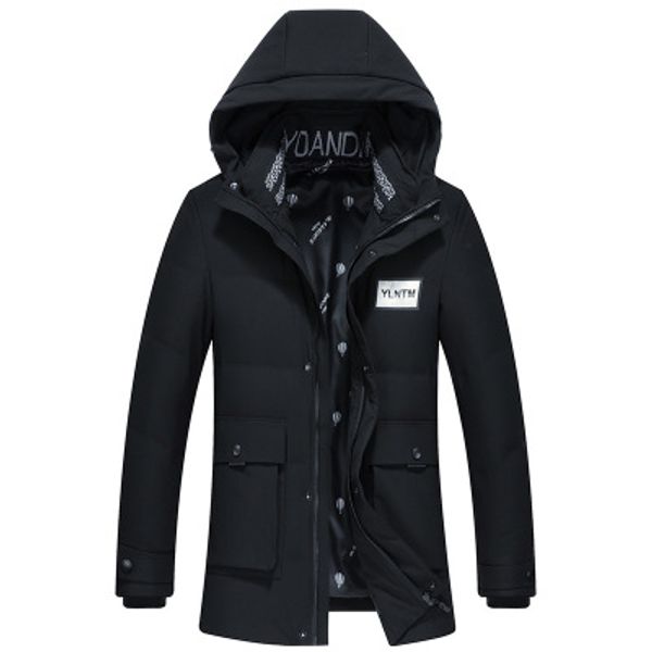 

mens fashion winter parkas casual thick warm coat breathable coats windbreaker male parka hombre men clothing, Black