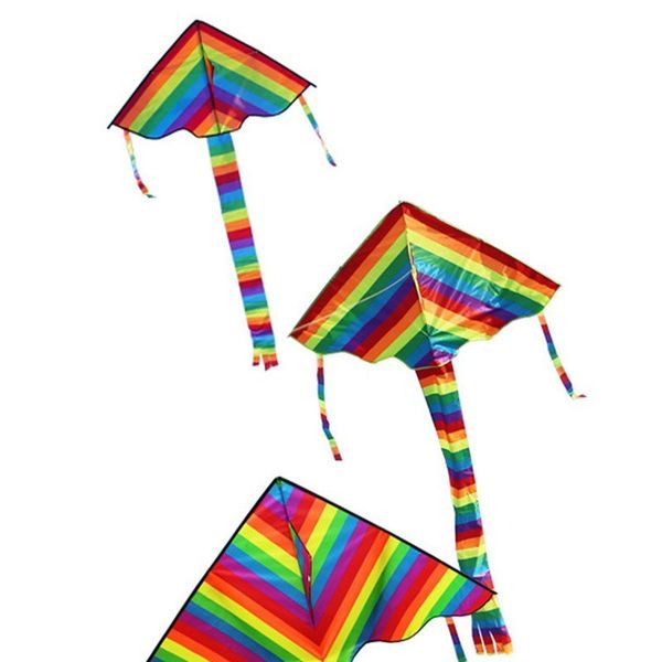 

Rainbow Long Tail Triangle Nylon Kite Ripstops Easy Fly 100m Handle Line Board String Reel Wholesale Gentle Breeze Flying
