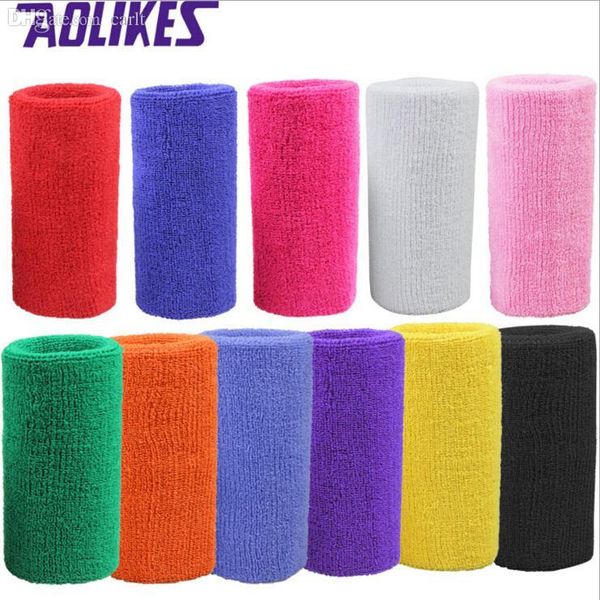 

wholesale-1 pc 15*7.5 cm terry cloth wristbands sport sweatband hand band for gym volleyball tennis sweat wrist support brace wraps guards