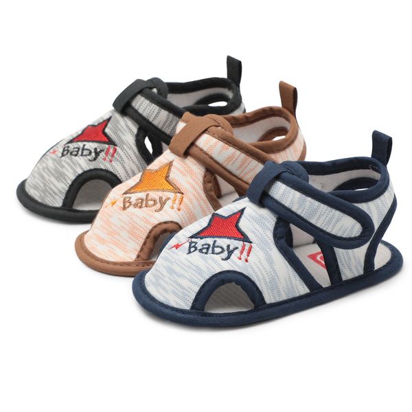 

infant baby shoes boys kids roman hard rubber sole anti-slip star hook & loop cotton fabric crib shoes bebek ayakkabi sapato