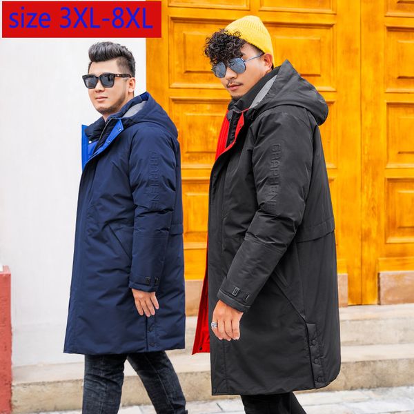 

new super large men winter long padded cotton clothes warm casual hooded thick plus size 3xl 4xl 5xl 6xl 7xl 8xl, Black
