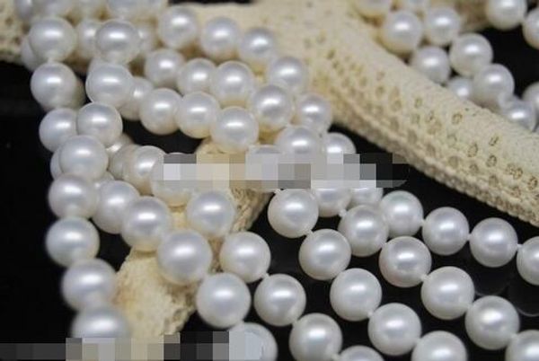 

natural 6-7mm white pearls necklaces 80 "long, Silver