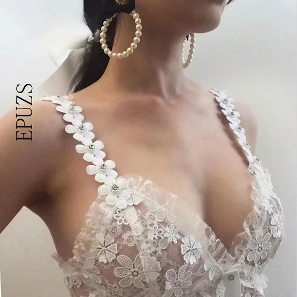 

floral strap womens rosette cami hollow out lace princess cami underwear for love womens bustier streetwear female crop top, White