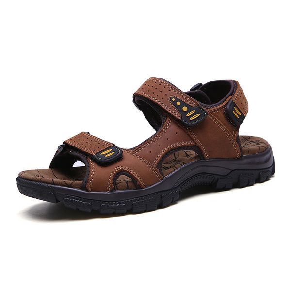 

sandalsia masculina genuine leather anti slip casual quality shoes men summer sandals for men, Black