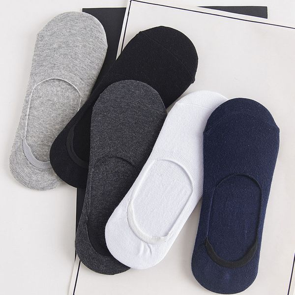 

men cycling socks men yoga camping running basketball sport socks 5 pairs non-slip silicone invisible no show boat, Black