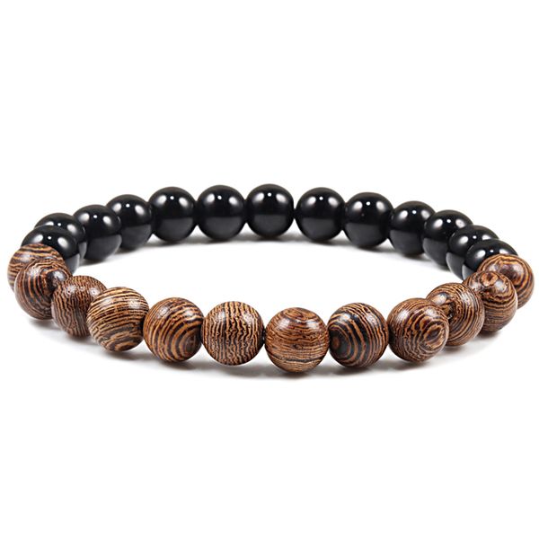 

bracelet for women 8mm wood beads lava stone black white beaded natural elastic meditation men bangle couple yoga prayer jewelry