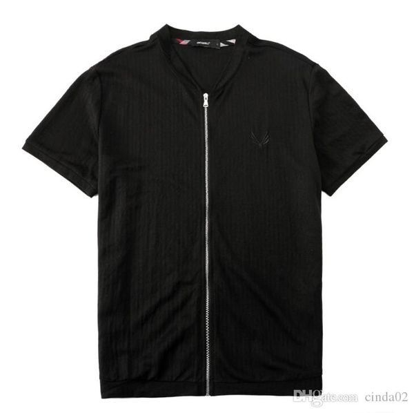 

черные футболки для мужчин zipper моды tops дизайн нового экипажа шея повседневной футболки, White;black