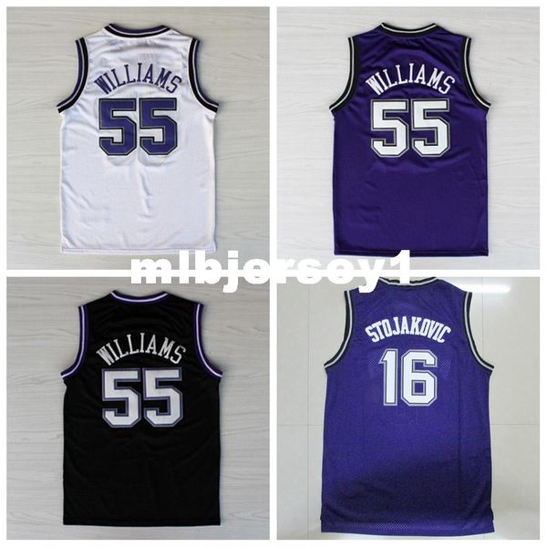 

#55 williams jersey, white purple black retro basketball jersey, #16 peja stojakovic stitched purple jersey ncaa college, Black;blue