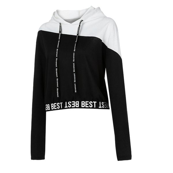 

2019 autumn new women hoodies casual womens sweatshirt letter printing caps pullover sweatshirt blouse winter velvet short coat, Black