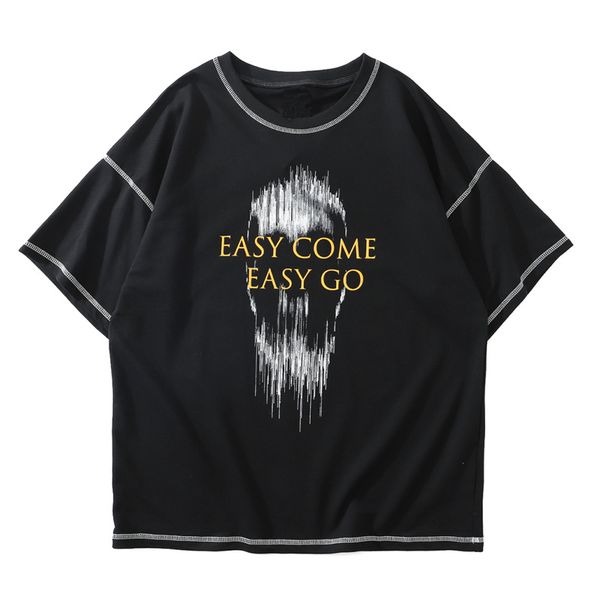 

мода креатив easy come easy go печать с коротким рукавом рубашки тройников streetwear mens 2020 hip hop повседневная punk rock футболки топы, White;black