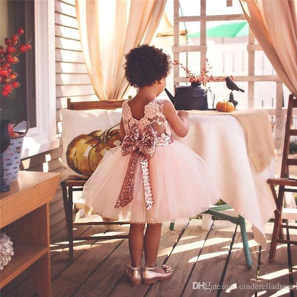 

pretty cute blush pink flower girls tutu dresses with big sequined bow tulle puffy little girls ball gowns for wedding party mc0641, White;blue