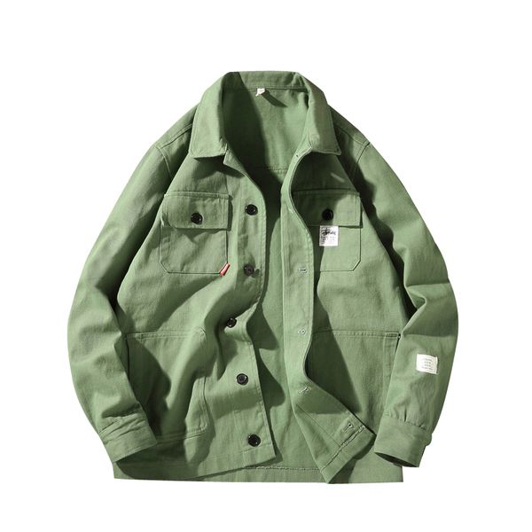 

men's japanese loose tooling denim jacket men's tide brand plus fertilizer xl casual handsome spring and autumn shirt jacket, Black;brown