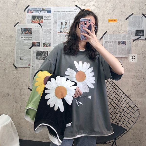 

2020 daisy t-shirt and loose ins fashionable clothes 2020 women's daisy t-shirt shorts and shorts women's short-sleeved loose ins, White