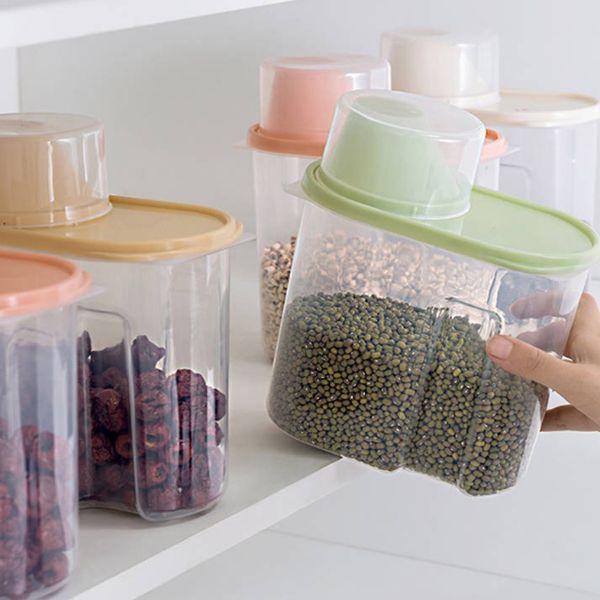 

4pcs/set container set jars dried grains tank kitchen storage bottles pp clear storage box with pour lids plastic
