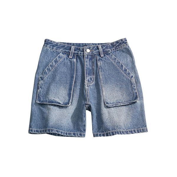 

short jeans men men knee length jeans summer new big size 5xl male large pockets loose fit denim shorts streetwear shorts, Blue