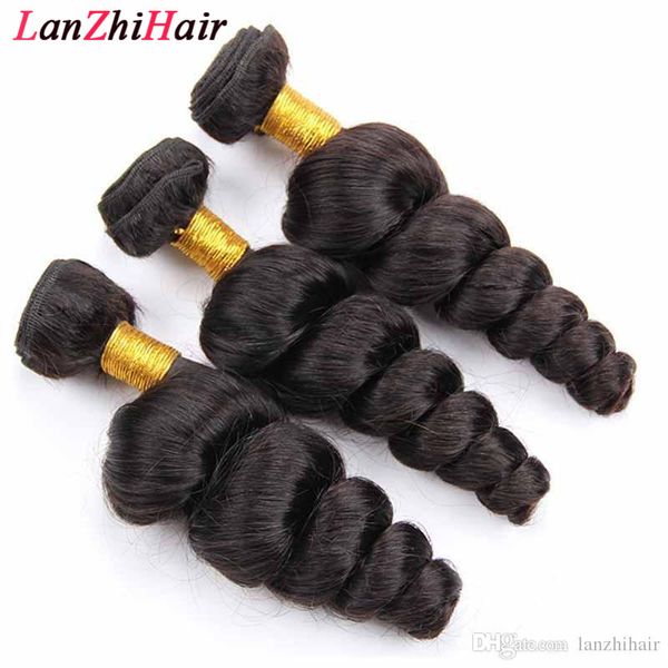 

9.5a малазийские виргинские ткет волос 3 связки сыпучие wave необработанные расширения человеческих волос утков волос 95-100 / г straight bo, Black