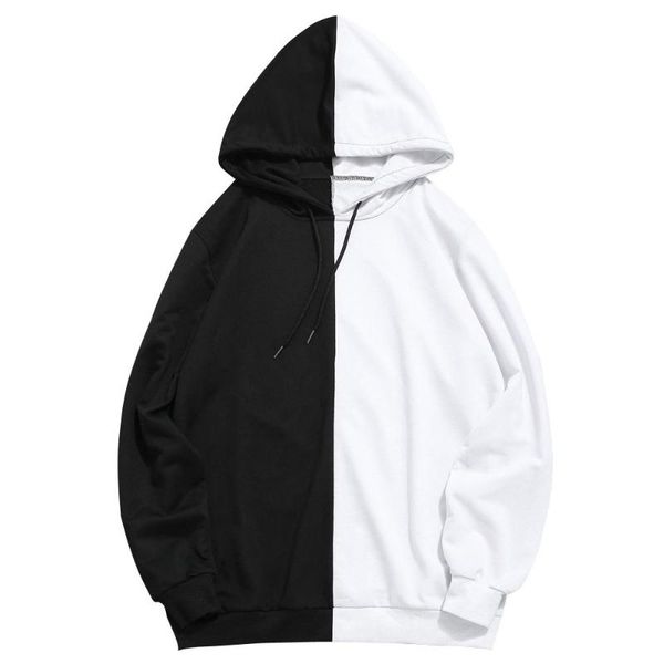 

men korean hoodies winter harajuku oversized patchwork print male sweatshirt fashion hip hop hooded man pullover streetwear, Black