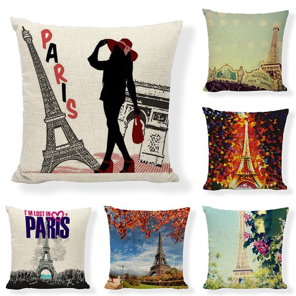 

london decorative pillow case paris eiffel tower cushion cover pillow home decoration sofa chair cover cushion
