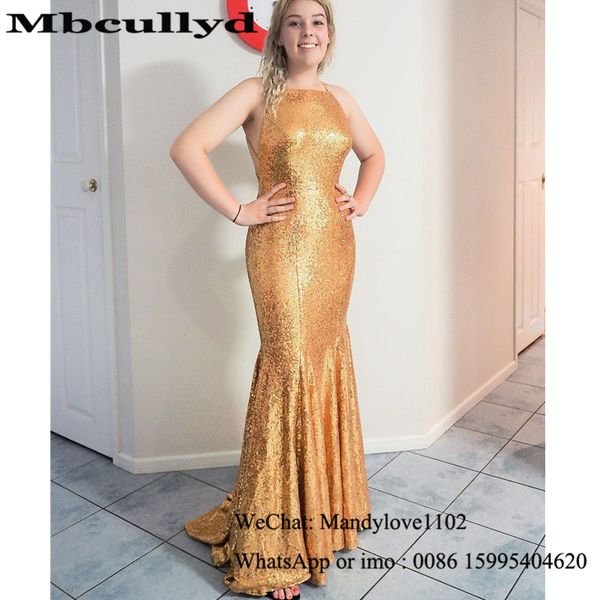 

mbcullyd gold mermaid evening dresses long 2020 shining sequined african prom party gown halter neck vestidos de fiesta de noche, White;black