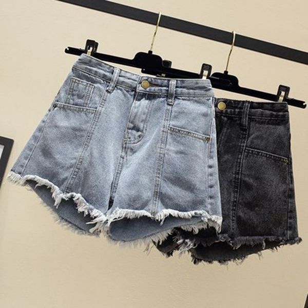 

womens fashion shorts women jean denim short straight women high waist tassel summer femme skinny slim denim short, Blue