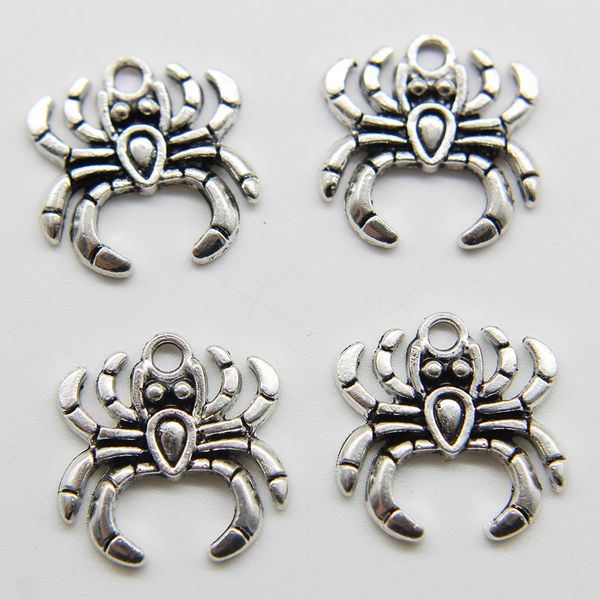 

wholesale 100pcs/lot spider animals alloy charm pendant retro jewelry diy keychain tibet silver pendant for bracelet earrings 18*18mm, Bronze;silver
