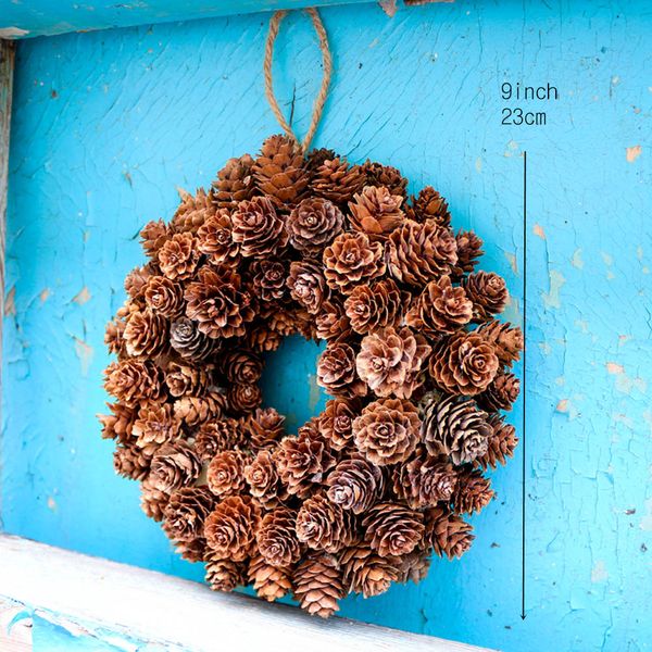 

d9" xmas pinecone wreath handcraft home decoration christmas wreath pendent ornaments festival party hangings door hangers