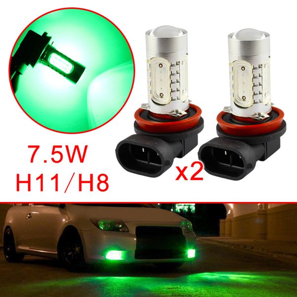 

for h11 h8 12 v led kit car fog driving light lamp drl bulbs lens lamp accessories green style decoration