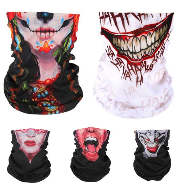 

3d skull seamless scarves dustproof headband outdoor sport cycling bandanas camping hiking washouts headwear magic skull scarf#674, Blue;black