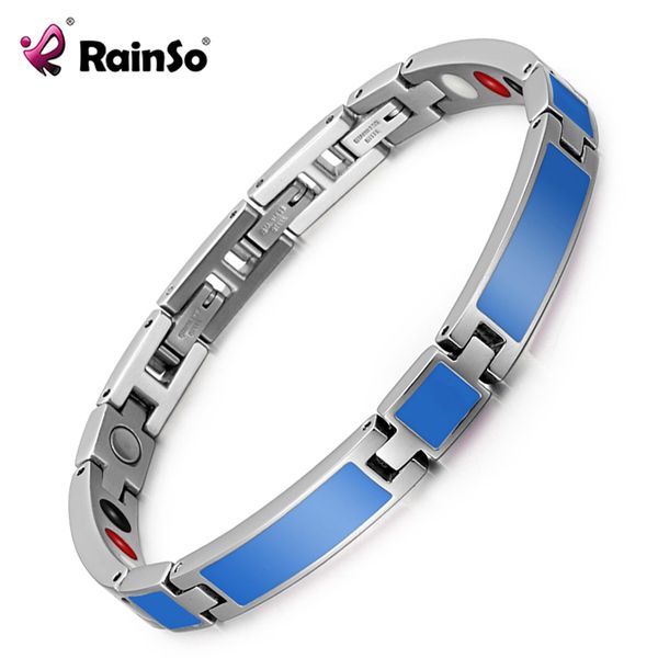 

rainso 2019 new fashion epoxy jewelry female magnetic therapy bracelet & bangle germanium bio energy wristband for arthritis j190703, Golden;silver