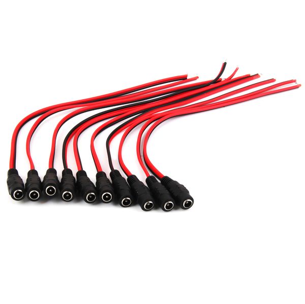 

10шт 12v dc power pigtail женский кабель штекер провода для камеры видеонаблюдения