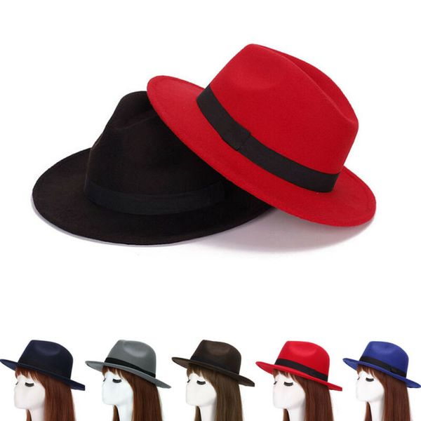 

New Fashion Fedoras Jazz Hat Wool Adult Men Women Wide Brim Trilby Cap Fedora Hats Jazz Sunbonnet Panama