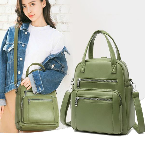 

2020 new korean version of multi-layer ladies leather bag small fresh shoulder bag casual super fire ins big backpack female