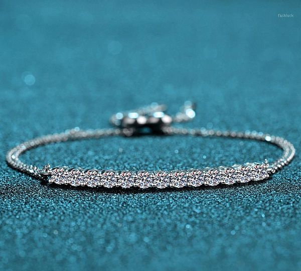 

classic pure 925 sterling silver created moissanite diamond bracelets for women wedding jewelry gift female tennis1, Golden;silver